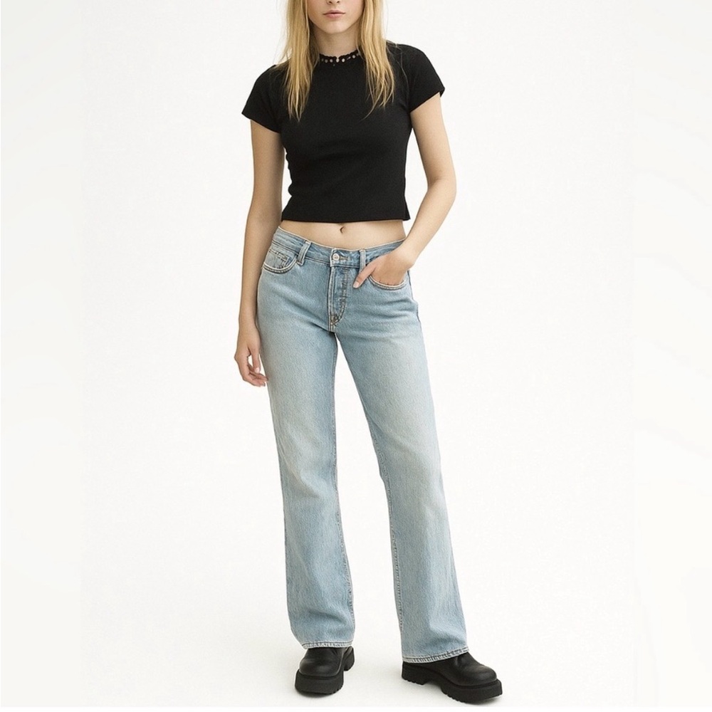 UNIF Light Wash Straight Leg Jeans 27 Relaxed Y2K Vintage Style